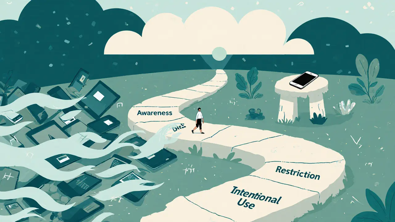 Cesta detoxu od chaosu k klidu s třemi kroky: vědomí, omezení, úmyslné používání.