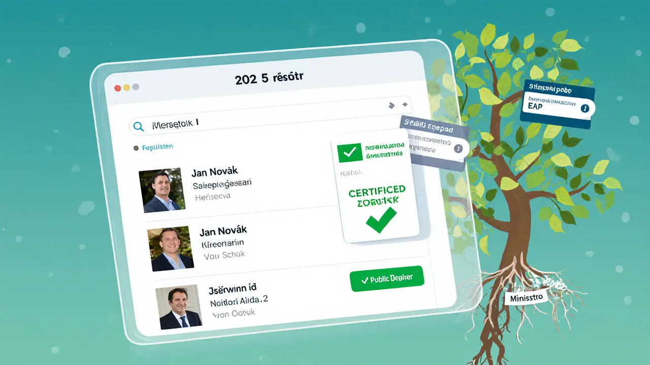 Digitální registr kvalifikovaných psychoterapeutů s označením státní atestace.