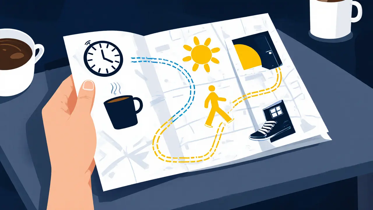 Osoba drží rukou vytvořenou mapu krize s vizuálními znaky spouštěčů a řešení.