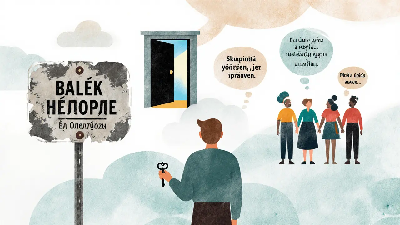 Osoba na křižovatce s třemi možnostmi po skončení balíčku, drží klíč a dívá se dopředu s přemýšlením.