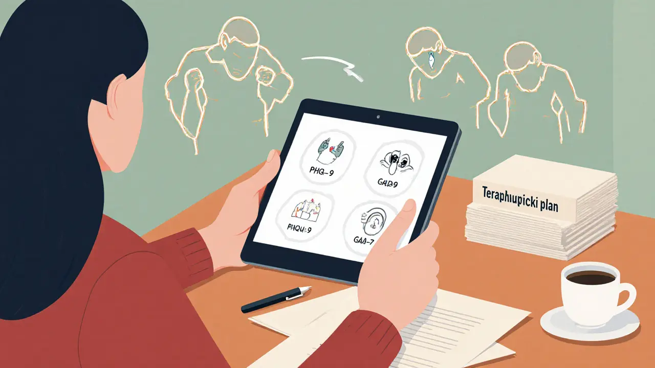 Psycholog analyzuje výsledky diagnostických dotazníků a tělesné výrazy klienta.