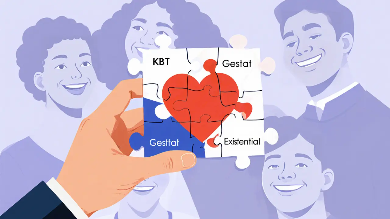 Terapeut drží mozaiku, do které se přidává srdce jako poslední kousek.