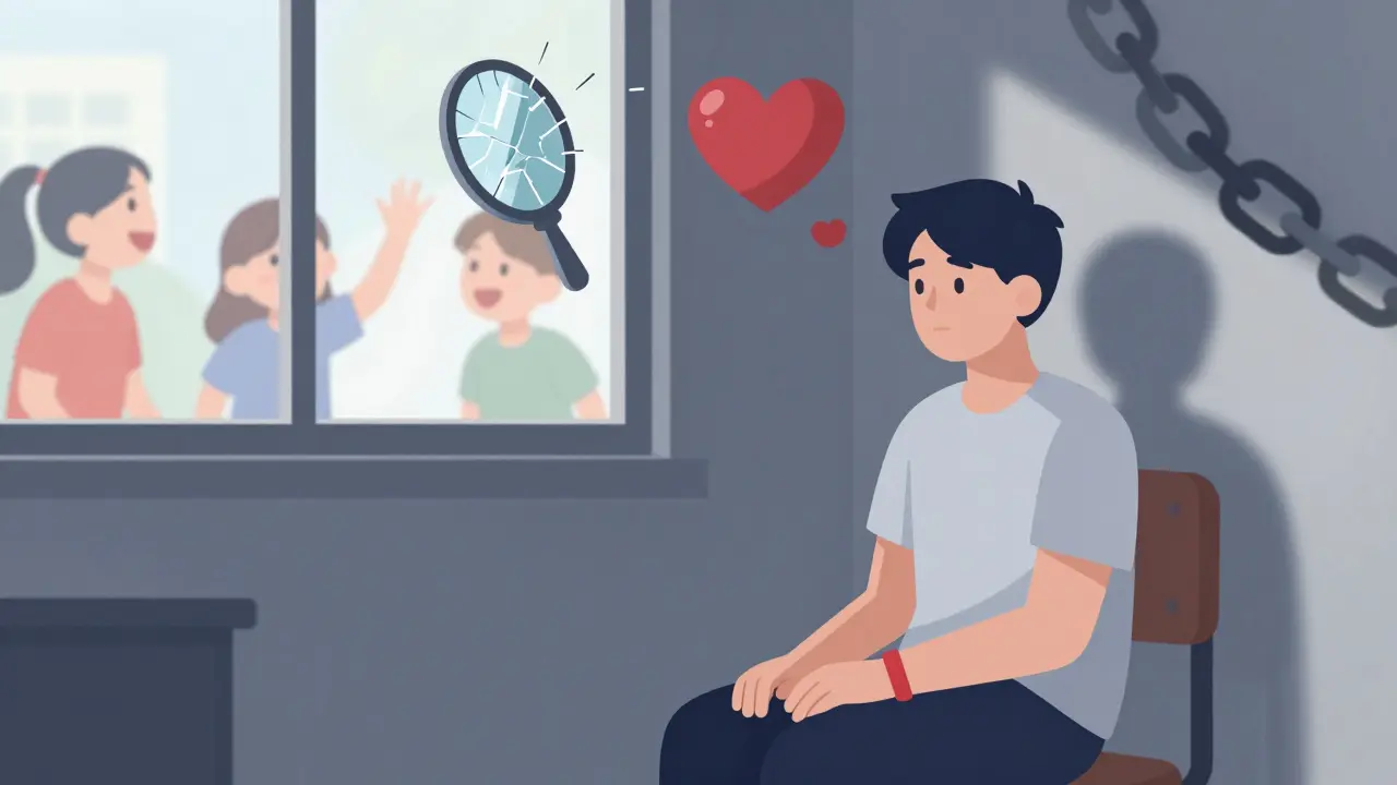 Dospívající sedí sám v tmavé místnosti, zatímco venku se ostatní baví.