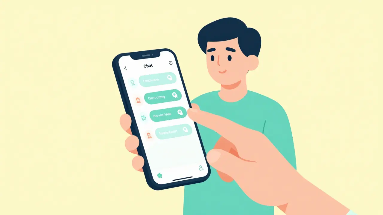 Mladý uživatel s AI chatbotem pro duševní zdraví