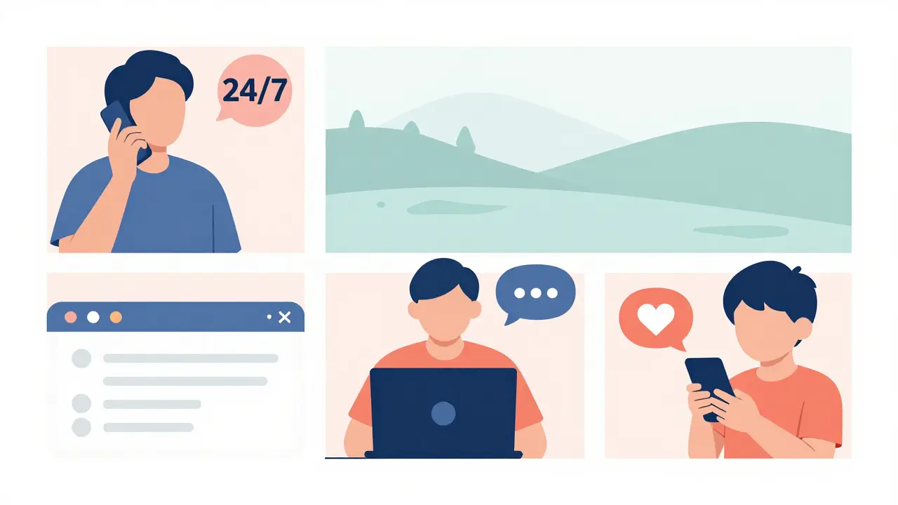 Tři scény: telefonická pomoc, online chat a pomoc dětem v ČR.