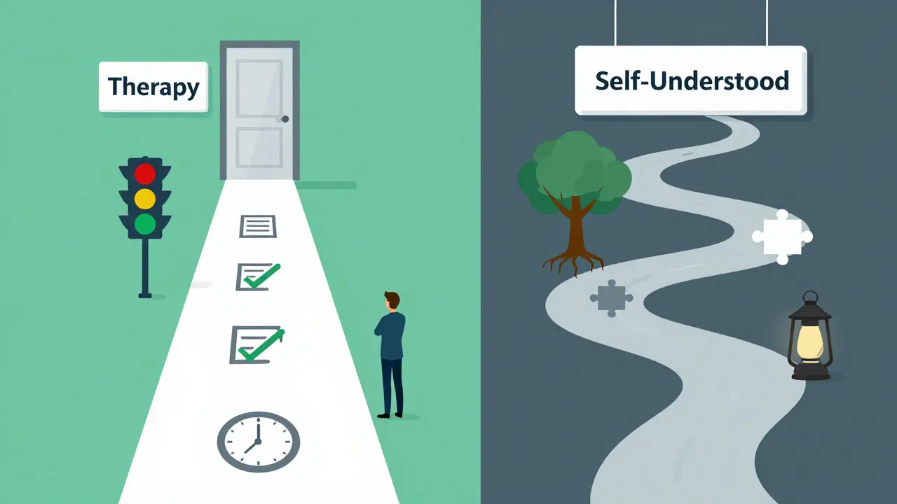 Dvě cesty z terapie: jedna rychlá a praktická, druhá hluboká a prodloužená.