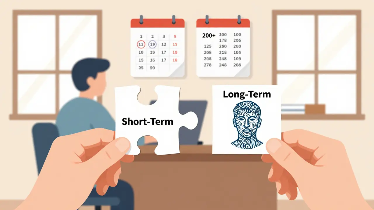 Osoba drží dvě skládačky – jednu pro krátkodobou a druhou pro dlouhodobou terapii.