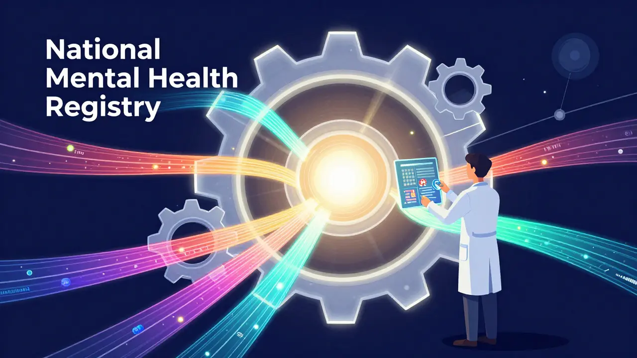 Digitální vizualizace národního registru duševního zdraví jako systému propojených dat.