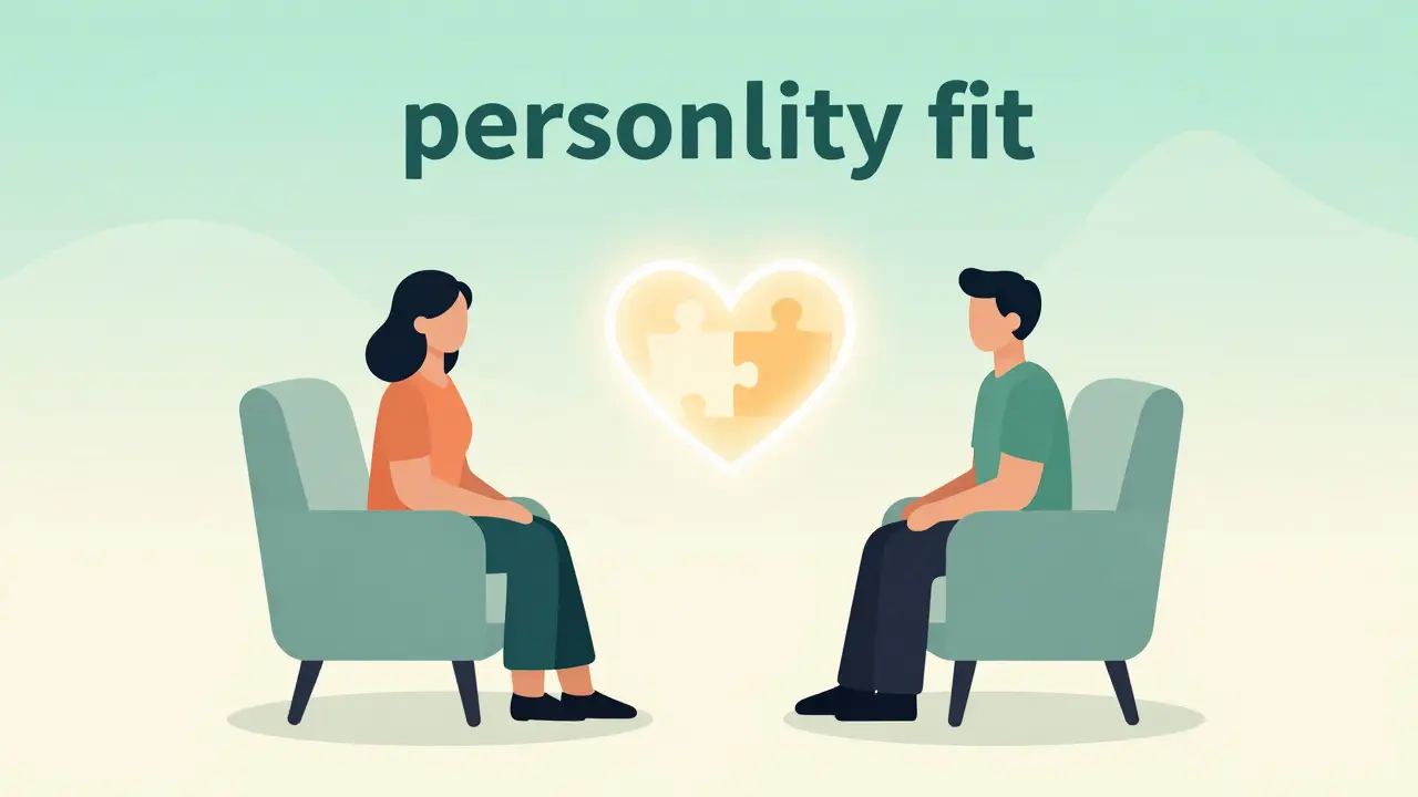 Dvě osoby v pohodlných křeslech symbolizující důvěru a osobní soulad.