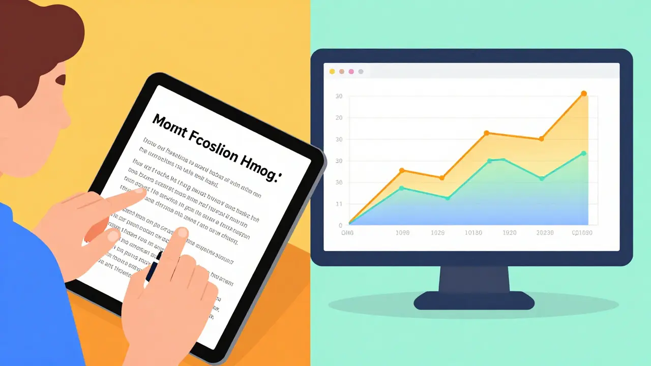 Ilustrace digitálního deníku a grafu nálad používaného terapeutem.