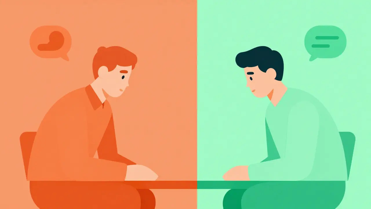 Srovnání dvou různých stylů terapeutů v minimalistickém plochém stylu.