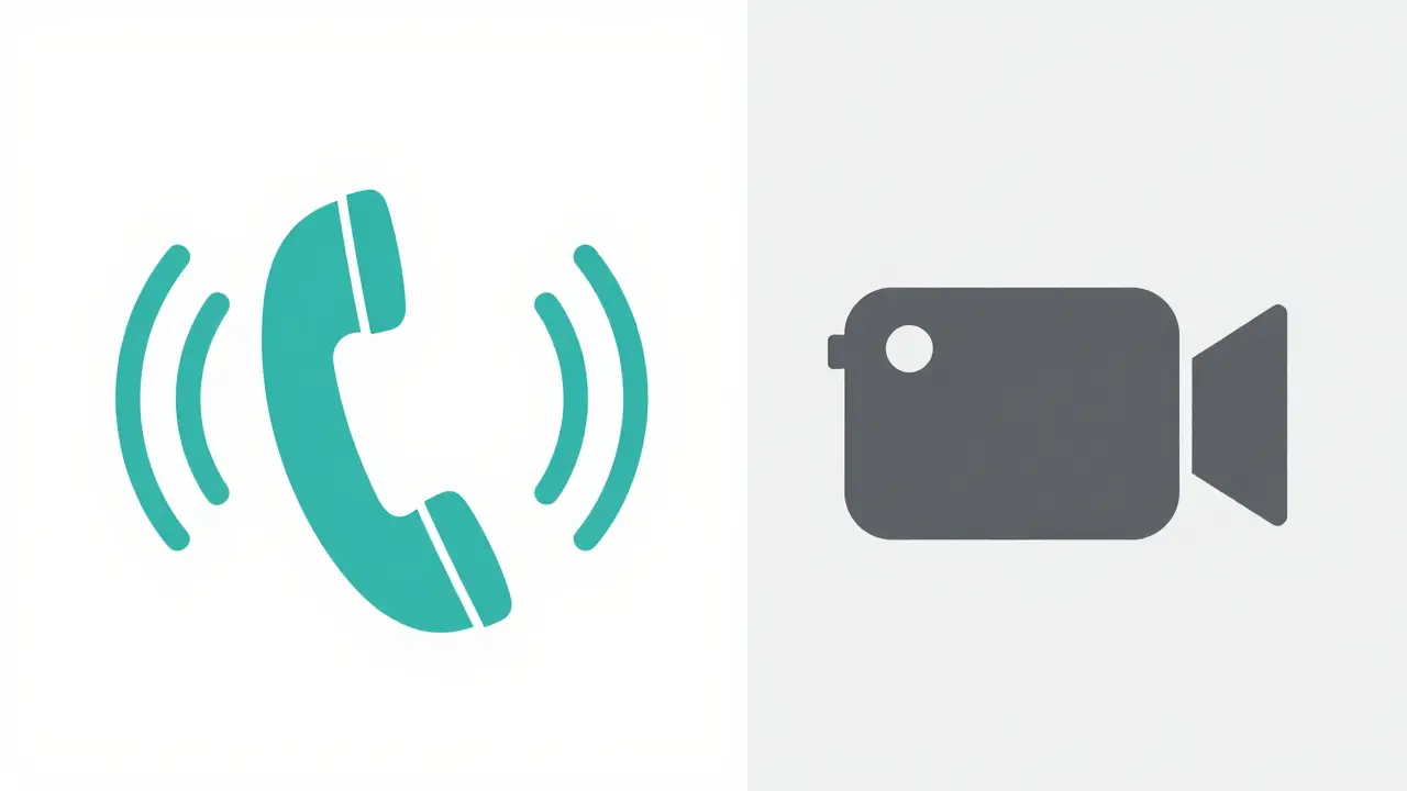 Srovnání telefonního hovoru a videa ve stylu ploché ilustrace