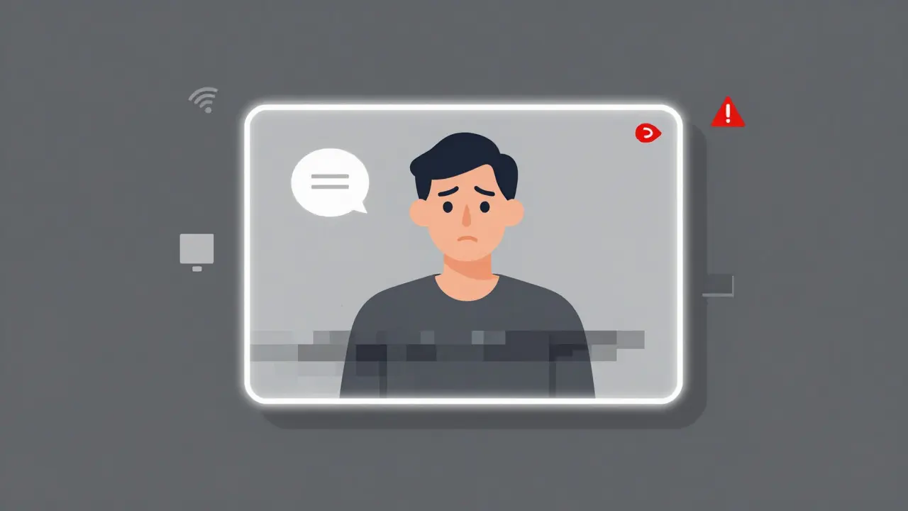 Ilustrace technických problémů a ztráty neverbální komunikace online