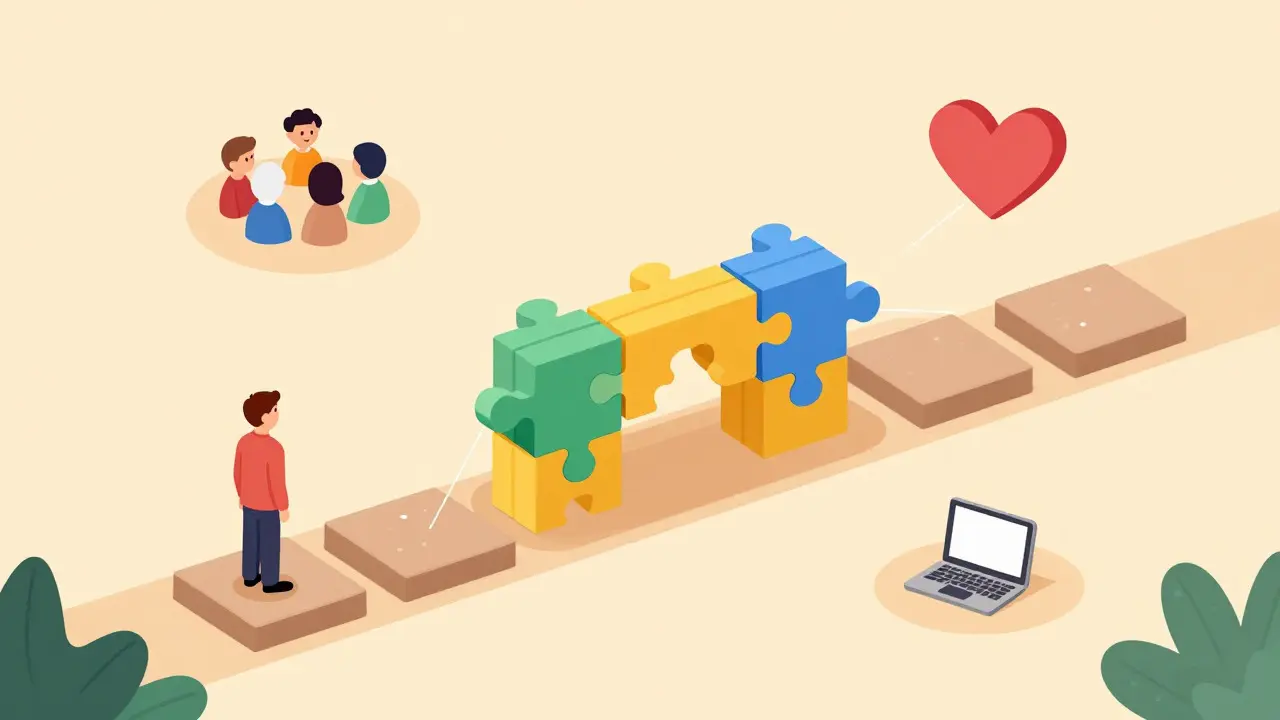 Koncept finančního plánování cesty k duševnímu zdraví pomocí puzzlů