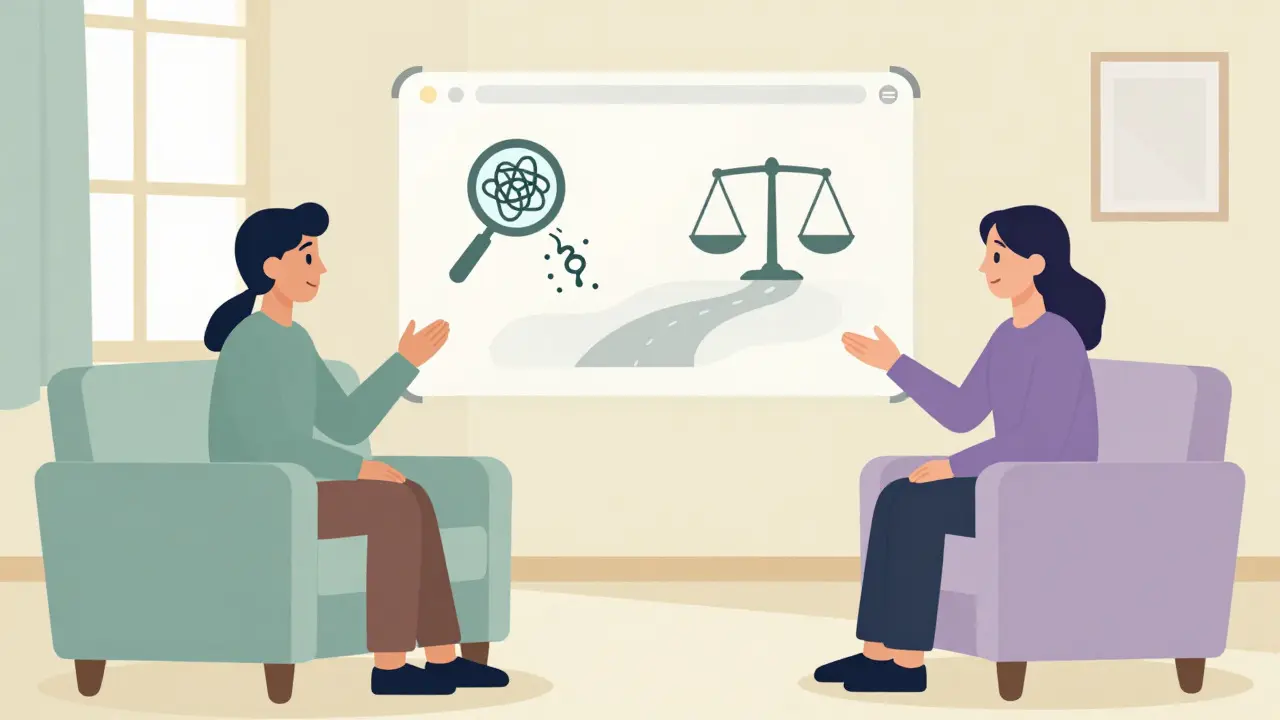 Terapeut a pacient spolupracují na řešení problémů v terapeutické místnosti