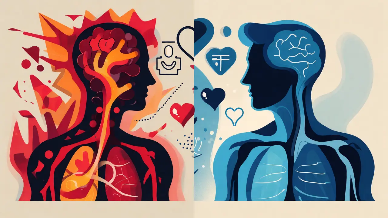 Konceptuální ilustrace biologických dopadů osamělosti na tělo