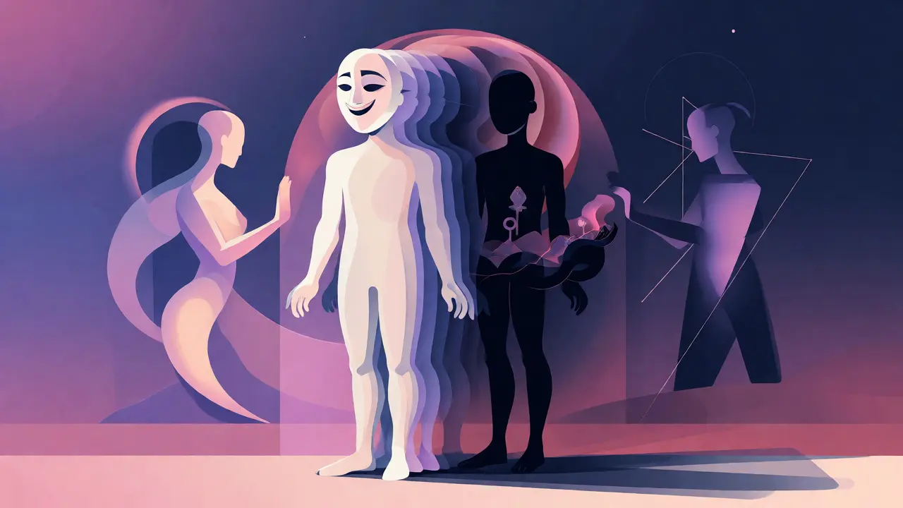 Abstraktní zobrazení persony, stínu a anima/animus v psychice